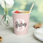 Modern Personalised Monogram and Name Pastel Pink Paper Cups<br><div class="desc">Introducing our Modern Personalised Monogram and Name Pastel Pink Paper Cups, a stylish and practical addition to your party essentials. These paper cups feature a contemporary design in soft pastel pink, personalised with your monogram and name for a unique touch. Perfect for weddings, birthdays, baby showers, and other celebrations, they...</div>