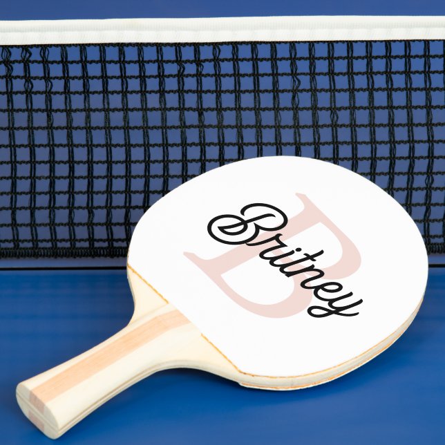 Modern Personalised Monogram and Name Pastel Pink Ping Pong Paddle (Insitu)