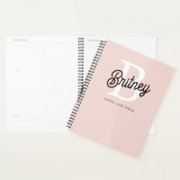 Modern Personalised Monogram and Name Pastel Pink
