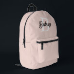 Modern Personalised Monogram and Name Pastel Pink Printed Backpack<br><div class="desc">Introducing our Modern Personalised Monogram and Name Pastel Pink Printed Backpack, a stylish and functional accessory for any occasion. This backpack features a contemporary design in soft pastel pink, personalised with your monogram and name for a unique touch. Perfect for school, work, travel, or everyday use, it combines elegance with...</div>