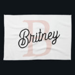 Modern Personalised Monogram and Name Pastel Pink Tea Towel<br><div class="desc">Introducing our Modern Personalised Monogram and Name Pastel Pink Kitchen Towel, a stylish addition to your kitchen decor. This kitchen towel features a contemporary design in soft pastel pink, personalised with your monogram and name for a custom touch. Perfect for drying dishes, wiping countertops, or as a decorative accent, it...</div>