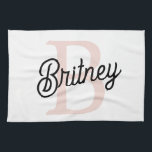 Modern Personalised Monogram and Name Pastel Pink Tea Towel<br><div class="desc">Introducing our Modern Personalised Monogram and Name Pastel Pink Kitchen Towel, a stylish addition to your kitchen decor. This kitchen towel features a contemporary design in soft pastel pink, personalised with your monogram and name for a custom touch. Perfect for drying dishes, wiping countertops, or as a decorative accent, it...</div>