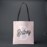 Modern Personalised Monogram and Name Pastel Pink Tote Bag<br><div class="desc">Introducing our Modern Personalised Monogram and Name Pastel Pink Tote Bag, a stylish and functional accessory for everyday use or as a thoughtful gift. This tote bag features a contemporary design in soft pastel pink, personalised with your monogram and name for a custom touch. Perfect for carrying essentials to work,...</div>