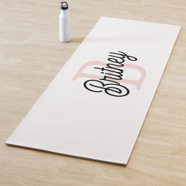 Modern Personalised Monogram and Name Pastel Pink Yoga Mat (In Situ)