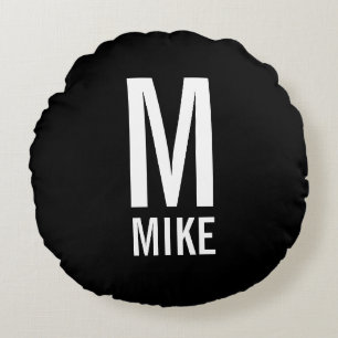 Modern Personalised Monogram and Name Round Cushion