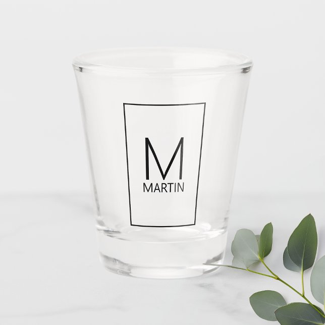 Modern Personalised Monogram and Name Shot Glass (Creator Uploaded)