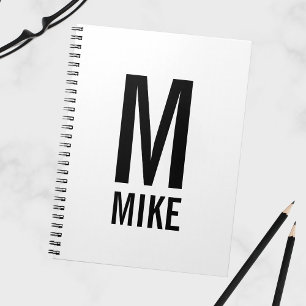 Modern Personalised Monogram and Name Spiral Notebook