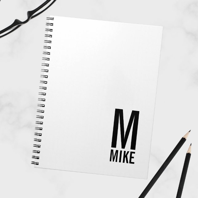 Modern Personalised Monogram and Name Spiral Notebook (Creator Uploaded)