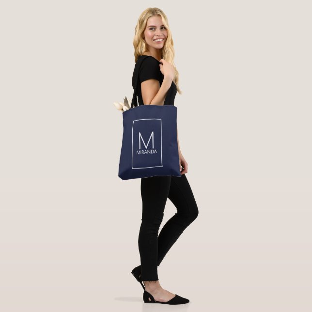 Modern Personalised Monogram and Name Tote Bag (On Model)