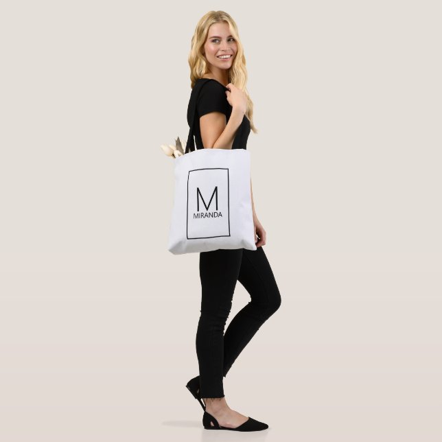 Modern Personalised Monogram and Name Tote Bag (On Model)