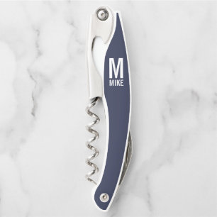 Modern Personalised Monogram and Name Waiter's Cor Corkscrew