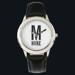 Modern Personalised Monogram and Name Watch<br><div class="desc">Modern Monogram Design featuring personalised monogram and name in modern bold sans serif font style.

Perfect gift for dad,  husband,  boyfriend,  boys and more</div>