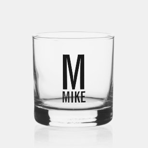 Modern Personalised Monogram and Name Whiskey Glass
