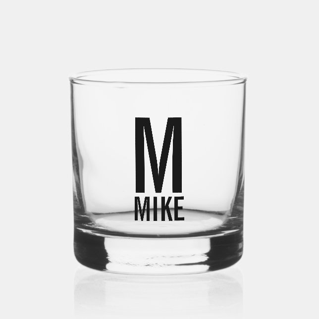 Modern Personalised Monogram and Name Whiskey Glass (Front)