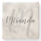 Modern Personalised Monogram and Name White Marble