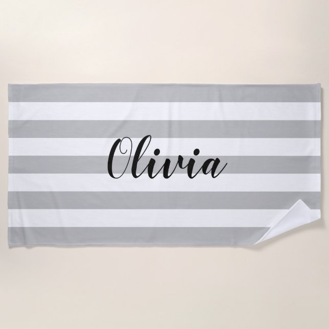 Modern Personalised Monogram Beach Towel (Front)