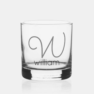Modern Personalised Monogram Cocktail Drinkware Whiskey Glass