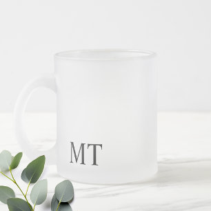 Modern Personalised Monogram Frosted Glass Coffee Mug