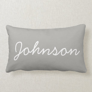 Modern Personalised Monogram Grey Throw Pillow