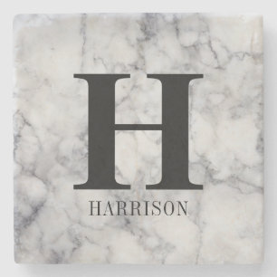 Modern Personalised Monogram Marble Stone Coaster