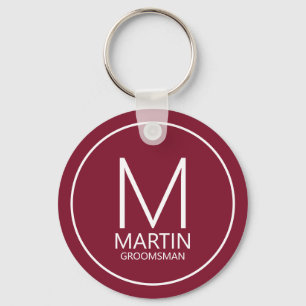Modern Personalised Monogram&Name Groomsmen Key Ring