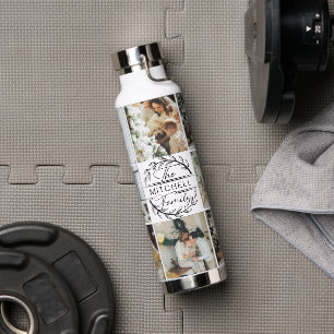 Modern Personalised Monogram & Photo Collage Water Bottle