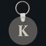 Modern personalised Monogrammed Key Ring<br><div class="desc">This cute keychain featuring your initial on both sides of the keychain with stylish grey colours.
Custom it now to add your initial monogram.</div>