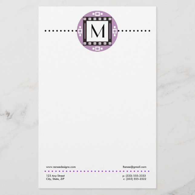 Modern Personalised Monogrammed Stationery (Front)