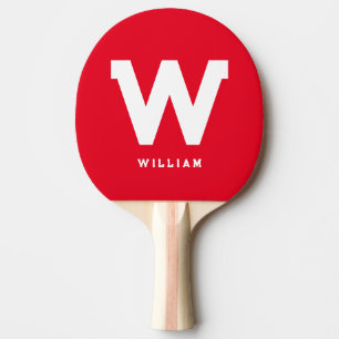 Modern Personalised Monogrammed Table Tennis Red Ping Pong Paddle