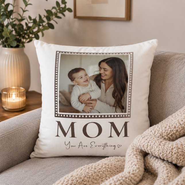 Modern Personalised Mum Photo Throw Pillow (Creator Uploaded)