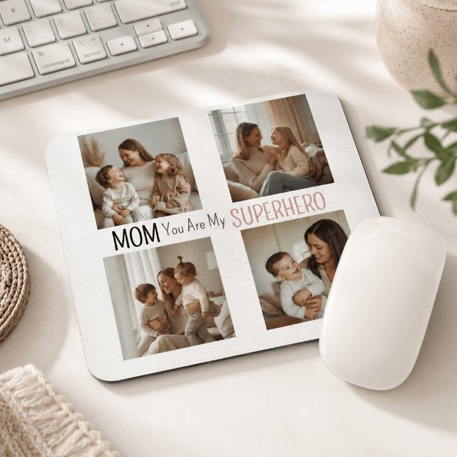 Modern Personalised Mum Superhero Photo Collage  Mouse Pad (Creator Uploaded)