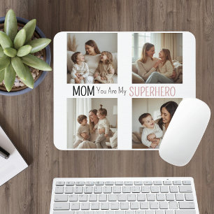 Modern Personalised Mum Superhero Photo Collage  Mouse Pad