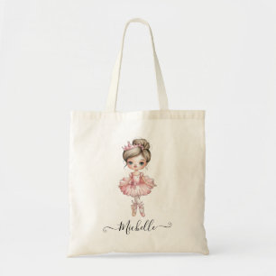 Modern Personalised Name Ballet Ballerina  Tote Bag