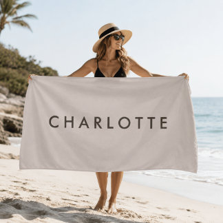 Modern Personalised Name Beach Towel