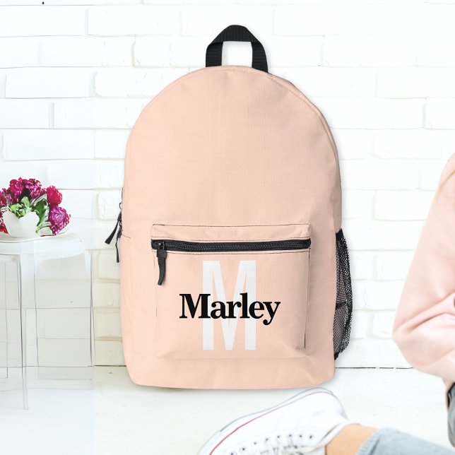 Modern Personalised Name Bold Blush Pink Printed Backpack (Creator Uploaded)