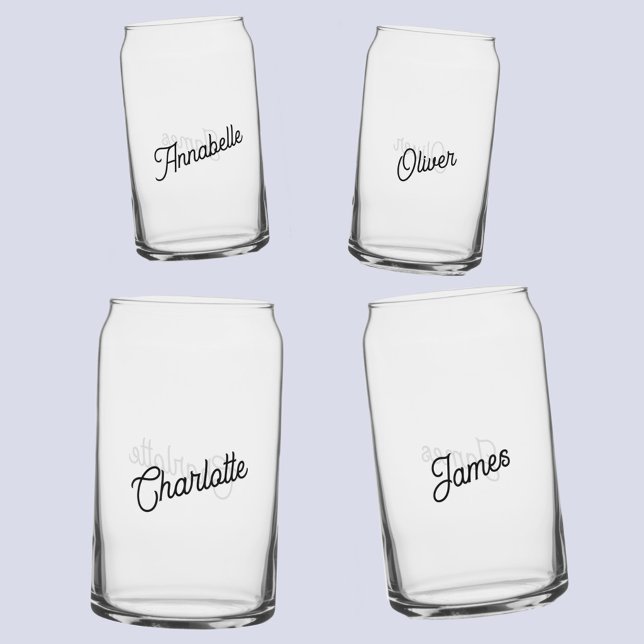 Modern Personalised Name Can Glass (Modern personalized name can glass set)