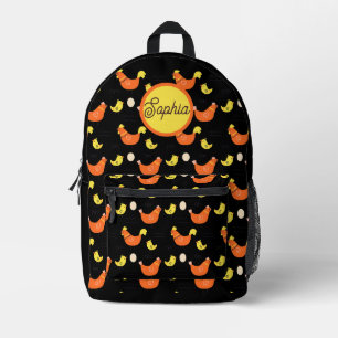 Modern Personalised Name Chicken Farm Printed Backpack