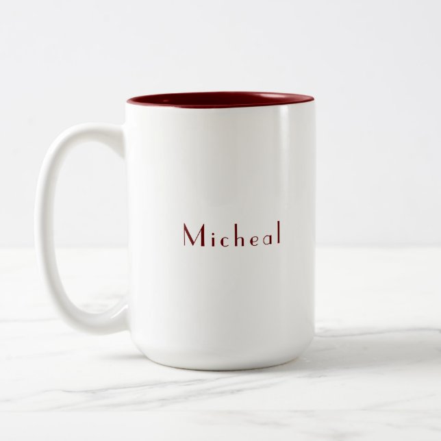 Modern Personalised Name Custom Made Just for you Two-Tone Coffee Mug (Left)