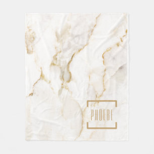 Modern Personalised Name Gold Effect Marble Fleece Blanket