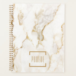 Modern Personalised Name Gold Effect Marble Planner