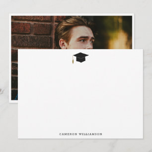 Modern Personalised Name Graduation Photo Simple Thank You Card