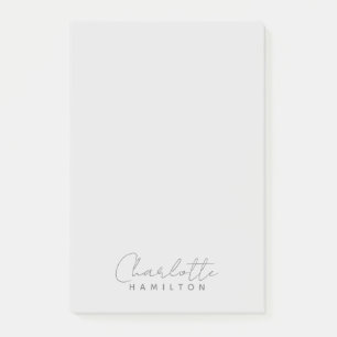 Modern Personalised Name Grey Tones Post-it Notes