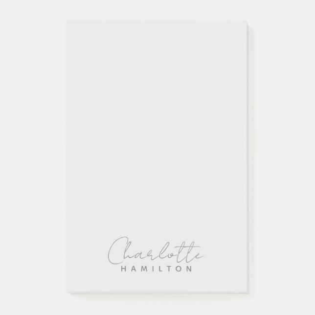 Modern Personalised Name Grey Tones Post-it Notes (Front)