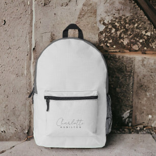 Modern Personalised Name Grey Tones Printed Backpack
