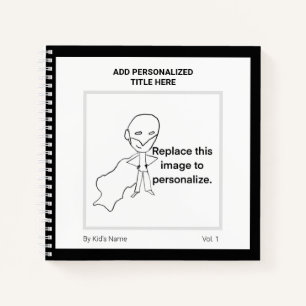 Modern Personalised Name Monogram Kids Art Notebook