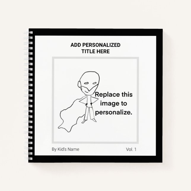 Modern Personalised Name Monogram Kids Art Notebook (Front)