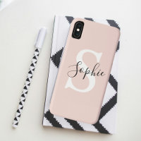 Modern Personalised Name Monogram Pastel Pink