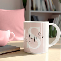 Modern Personalised Name Monogram Pastel Pink