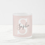 Modern Personalised Name Monogram Pastel Pink Frosted Glass Coffee Mug<br><div class="desc">Modern Personalised Name Monogram Pastel Pink</div>