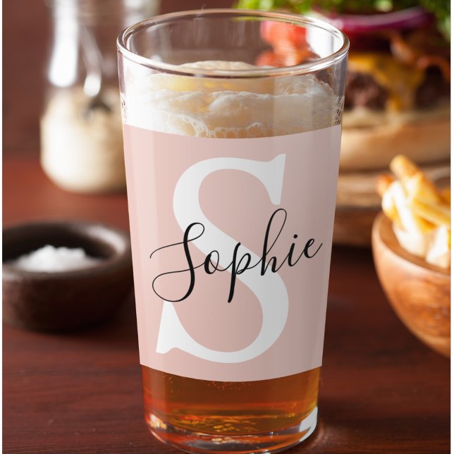 Modern Personalised Name Monogram Pastel Pink Glass (Creator Uploaded)
